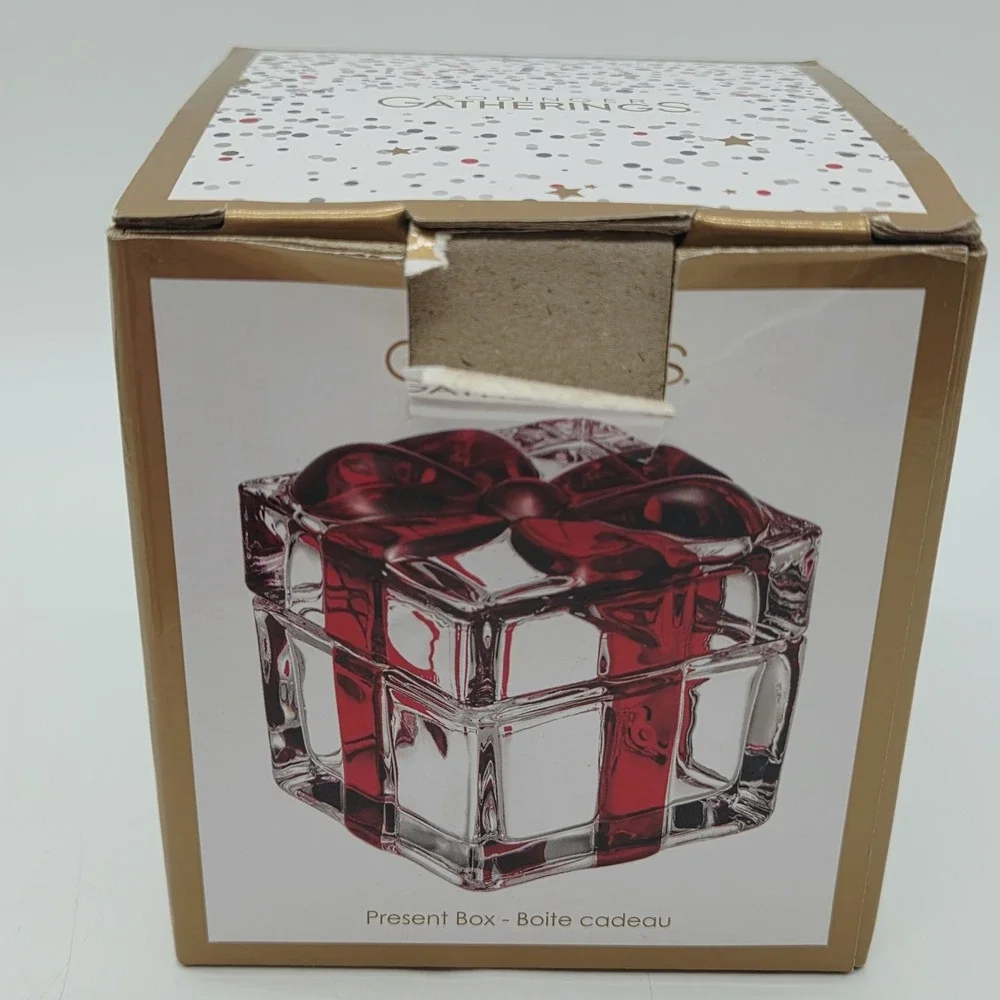 Godinger Gatherings Crystal Present Box Shannon By Godinger Red Bow # 28643